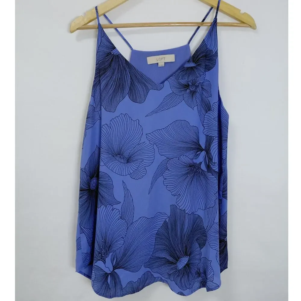 Loft Blue Floral Lightweight Tank Women Size M